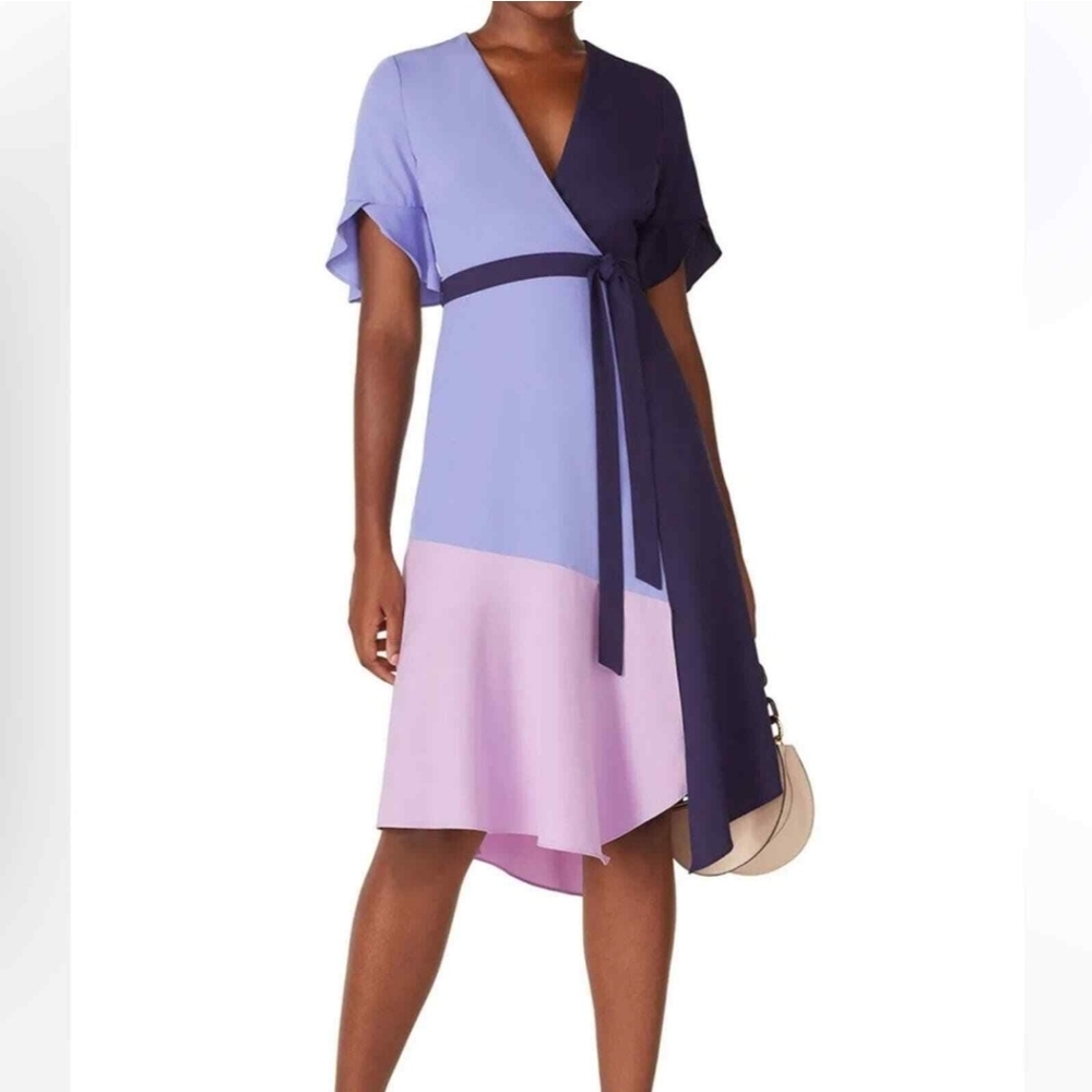 Hutch Midi V Neck Color block Wrap Dress Medium
